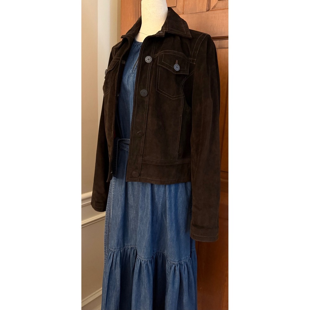Ralph Lauren Western Prairie Dress Women Size 16 Blue Chambray Sleeveless Maxi